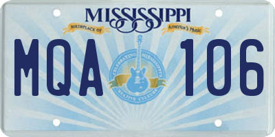 MS license plate MQA106