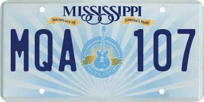 MS license plate MQA107