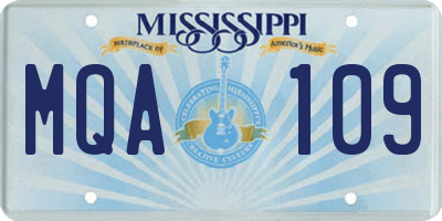 MS license plate MQA109