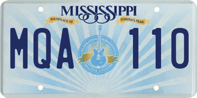 MS license plate MQA110