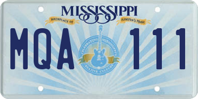 MS license plate MQA111