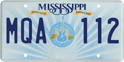 MS license plate MQA112