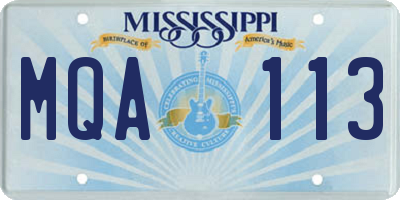 MS license plate MQA113