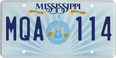 MS license plate MQA114
