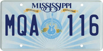 MS license plate MQA116