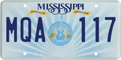 MS license plate MQA117