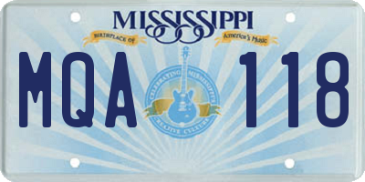 MS license plate MQA118