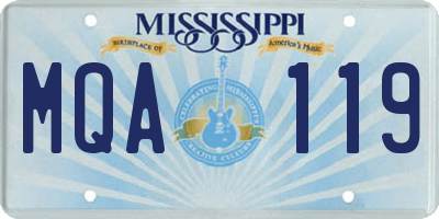 MS license plate MQA119