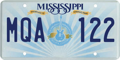 MS license plate MQA122