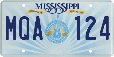 MS license plate MQA124