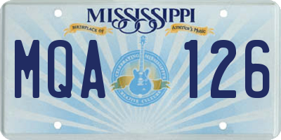 MS license plate MQA126