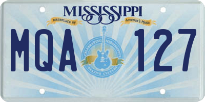 MS license plate MQA127