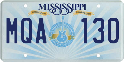 MS license plate MQA130
