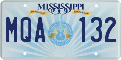 MS license plate MQA132