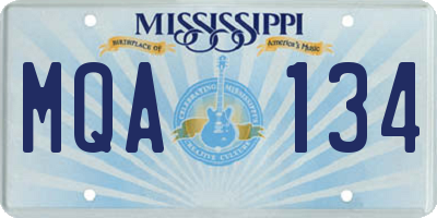 MS license plate MQA134