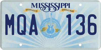 MS license plate MQA136