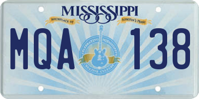 MS license plate MQA138