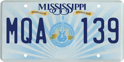 MS license plate MQA139