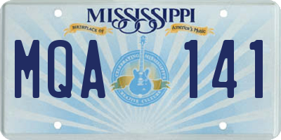 MS license plate MQA141
