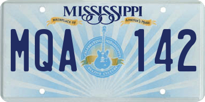 MS license plate MQA142