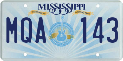 MS license plate MQA143
