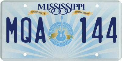 MS license plate MQA144