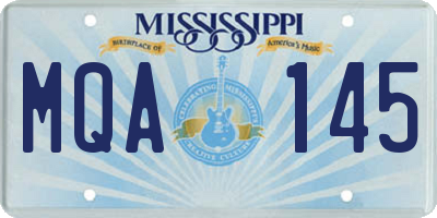 MS license plate MQA145