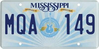 MS license plate MQA149