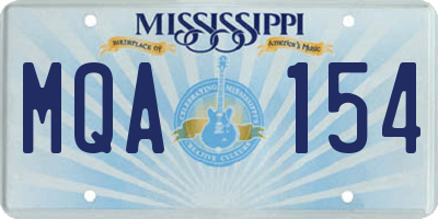 MS license plate MQA154