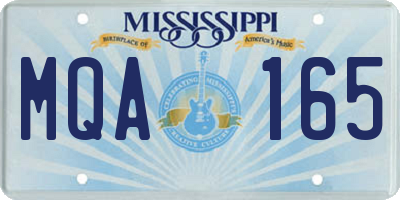 MS license plate MQA165