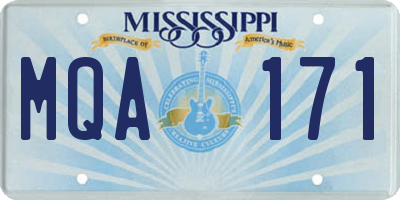 MS license plate MQA171