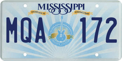 MS license plate MQA172