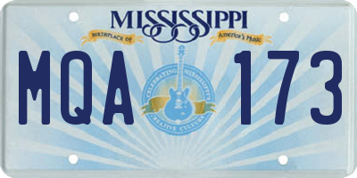 MS license plate MQA173