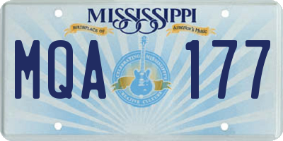 MS license plate MQA177