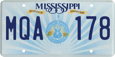 MS license plate MQA178