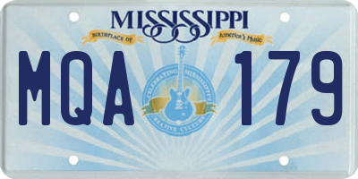 MS license plate MQA179