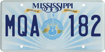 MS license plate MQA182