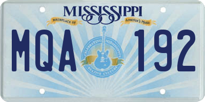 MS license plate MQA192