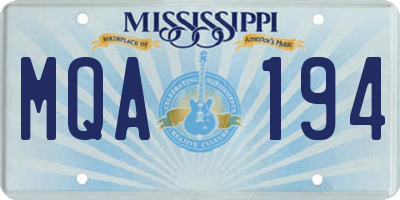 MS license plate MQA194