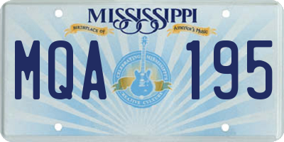 MS license plate MQA195