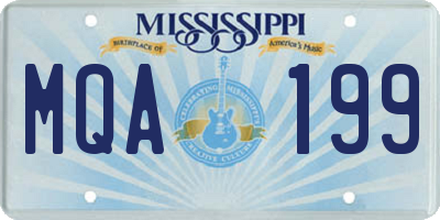 MS license plate MQA199