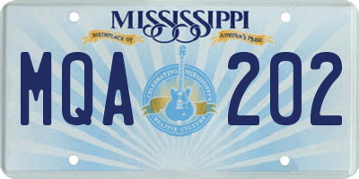 MS license plate MQA202
