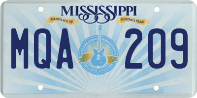 MS license plate MQA209