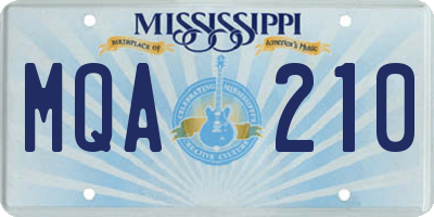 MS license plate MQA210