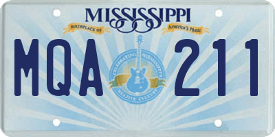 MS license plate MQA211