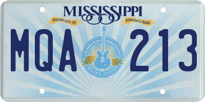 MS license plate MQA213