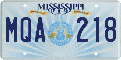 MS license plate MQA218