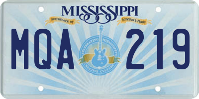 MS license plate MQA219