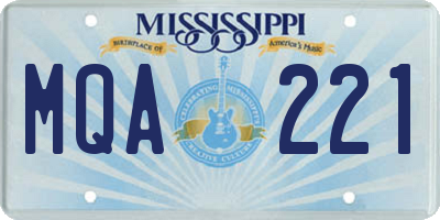 MS license plate MQA221