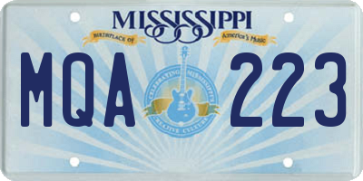 MS license plate MQA223